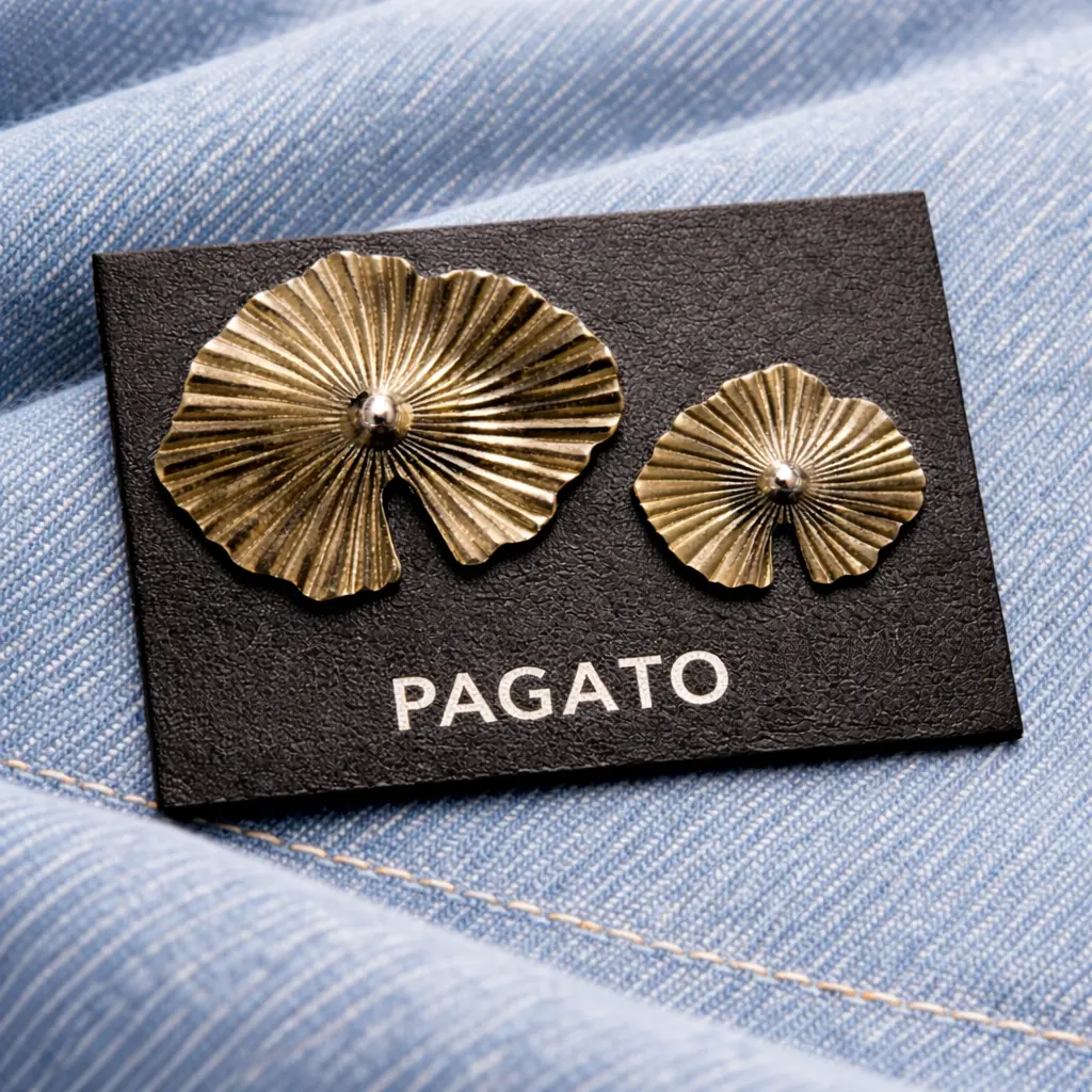 LL-3223 custom genuine leather label with metal accessory detail