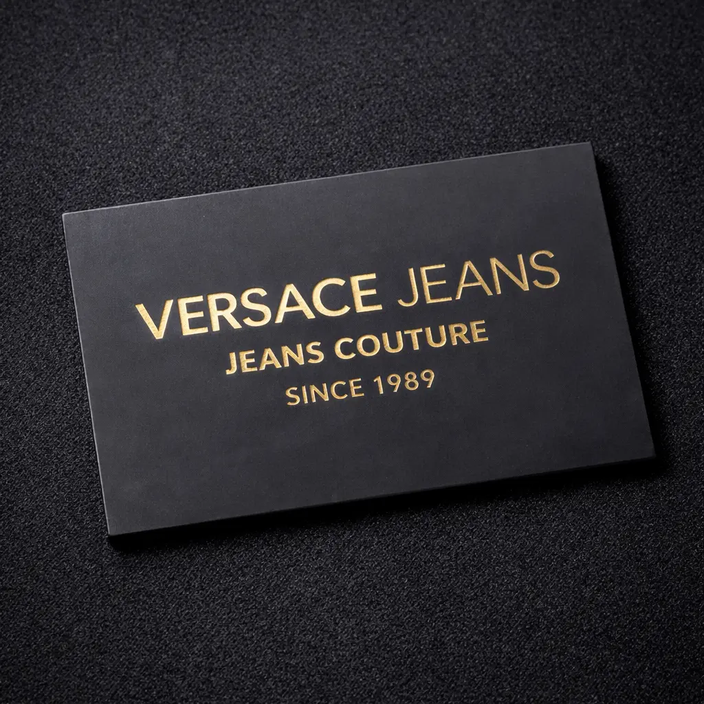 LL-3202 foil printed genuine leather label for garment branding