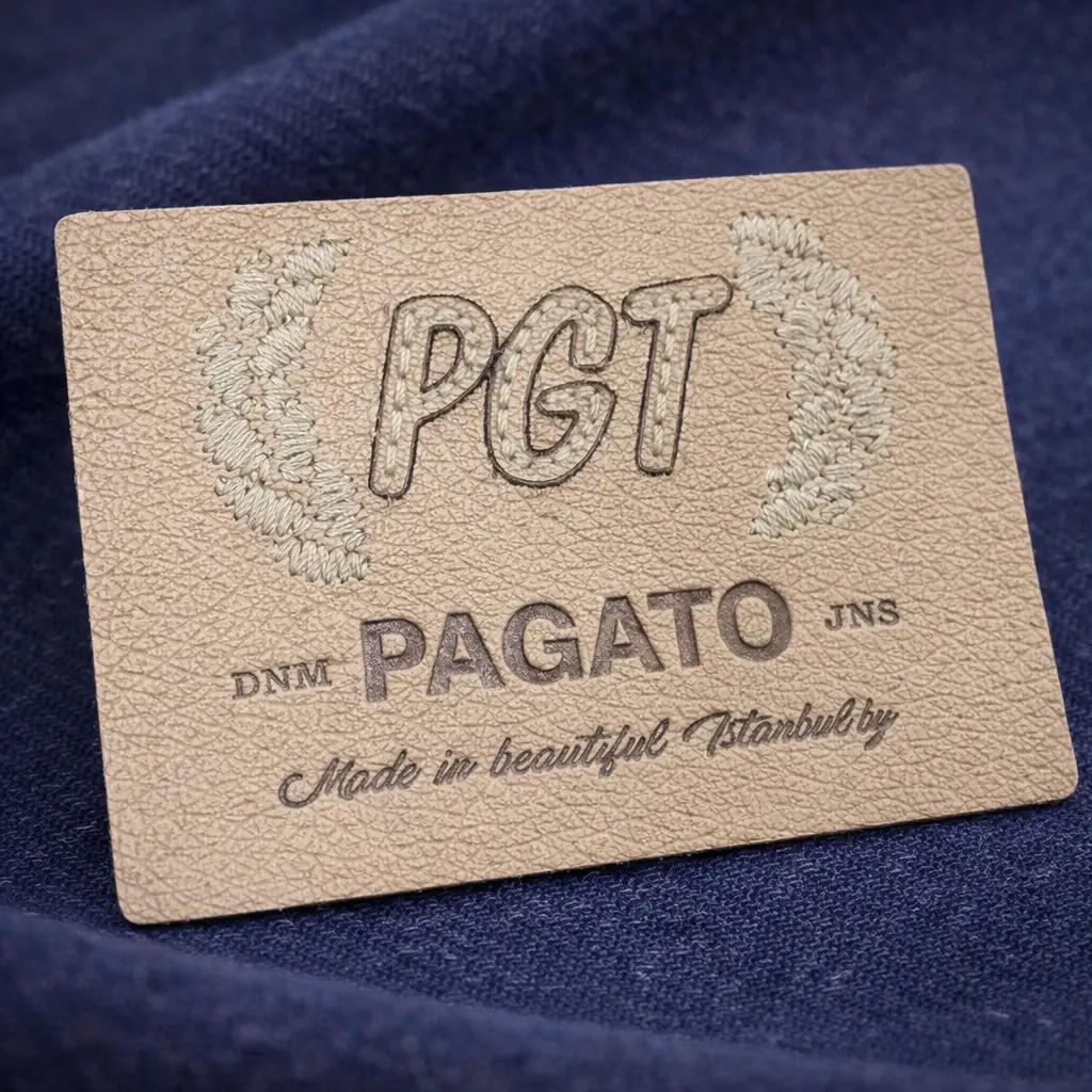 PBL-3350 vegan leather label for garment branding