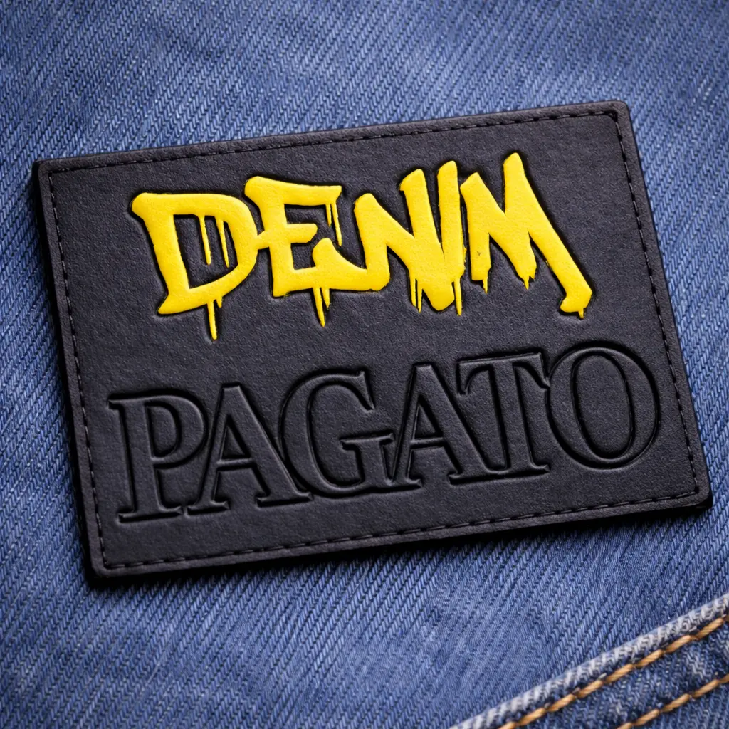 PL-3228 embossed PU label for jeans and fashion garments