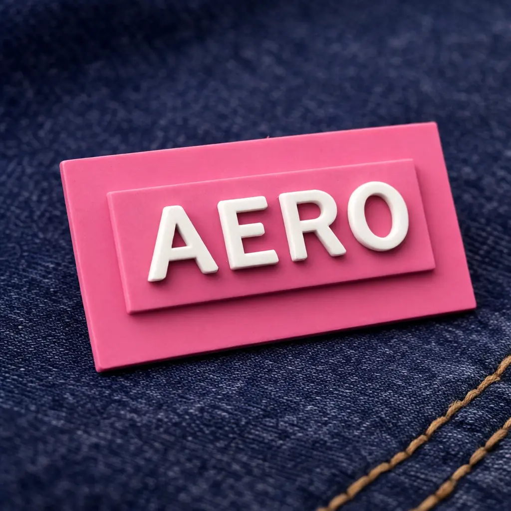 RL-3370 custom rubber label for denim and fashion brands