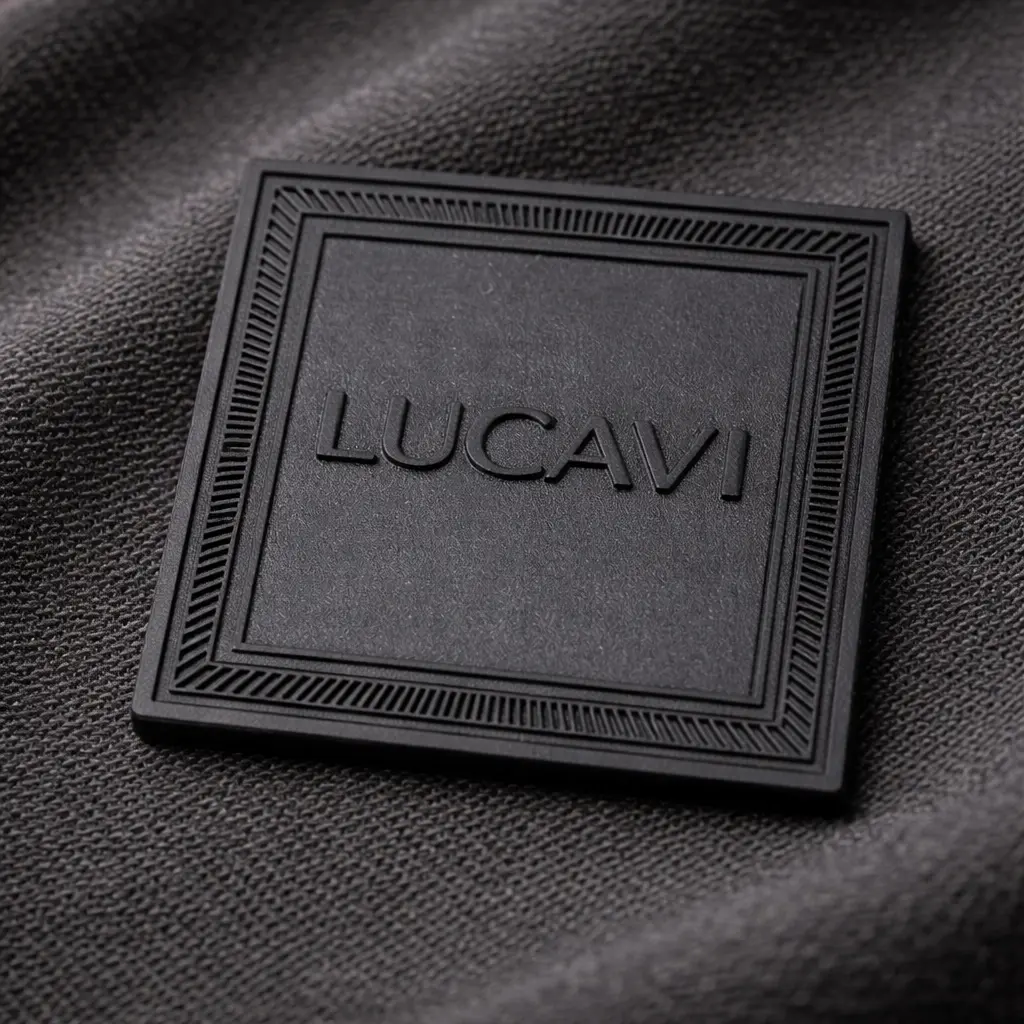 RL-3373 rubber label for apparel brands