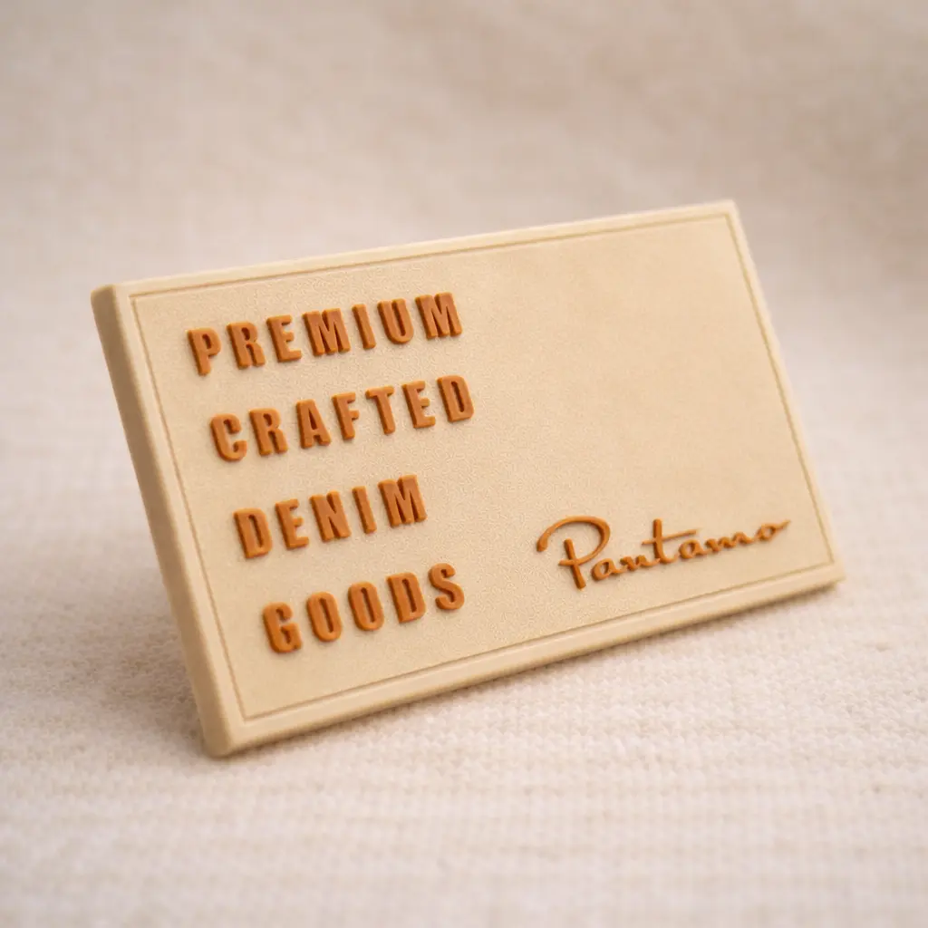 RL-3375 embossed rubber label for garment branding