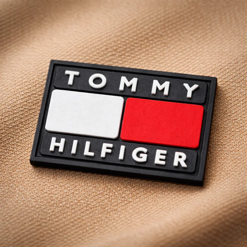 RL-3381 embossed rubber label for garment branding